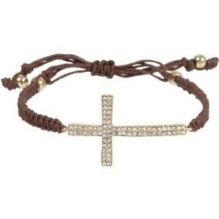   Cross Bracelet with Cord, Color  Gold/ White/ Clear Jewelry 