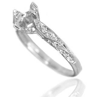 Size  11.5   0.12ct Diamond 18k White Gold Engagement Semi Mount Ring 