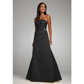 Davids Bridal Bridesmaid Dresses Satin Strapless Gown with Side Drape 