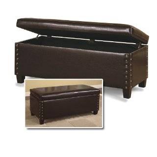 Ottoman Bench Trunk in Brown Faux Leather Bench Trunk with Lid