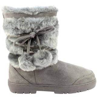 Womens Fur Lined Thick Sole Winter Snow Bobble Boots