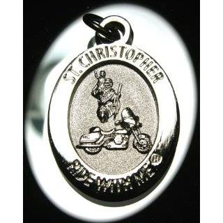 St. Christopher RIDE WITH ME Motorcycle Medal  Keychain, featuring 