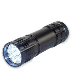 Super Bright 9 LED Heavy Duty Compact Aluminum Flashlight   Jet Black