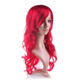  Red Rihanna Wig  Long Red Razor Cut Straight Layered Wig 