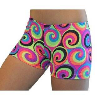   Juniors/Womens Spandex Shorts, 3 Inch Inseam, Groovy Print Clothing