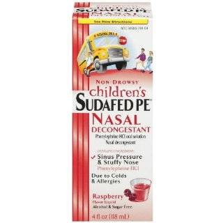 Childrens Sudafed Pe Nasal Decongestant Liquid Raspberry 4 ounces