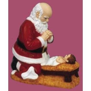24 inch Kneeling Santa   Outdoor Vinyl Statue, Full Color Finish