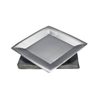 Elegant Solid Silver 7 Square Paper Dinner Plates   24 Count