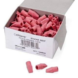  Dixon Wedge Pencil Cap Erasers, Box of 144 Erasers, Pink 