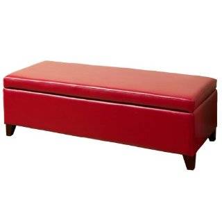  Rothwell Red Leather Storage Ottoman Furniture & Decor