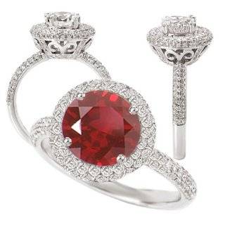  14K White Gold Square Created Ruby Engagement Ring Size 7 